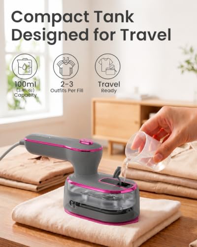 Image of Steamer for Clothes, Handheld Portable Iron Steamer, 2-in-1 Dry & Steam, 180 Rotatable Handle, 20s Fast Heat-Up, 970W Travel Steamer for Home & Travel, 120V Only