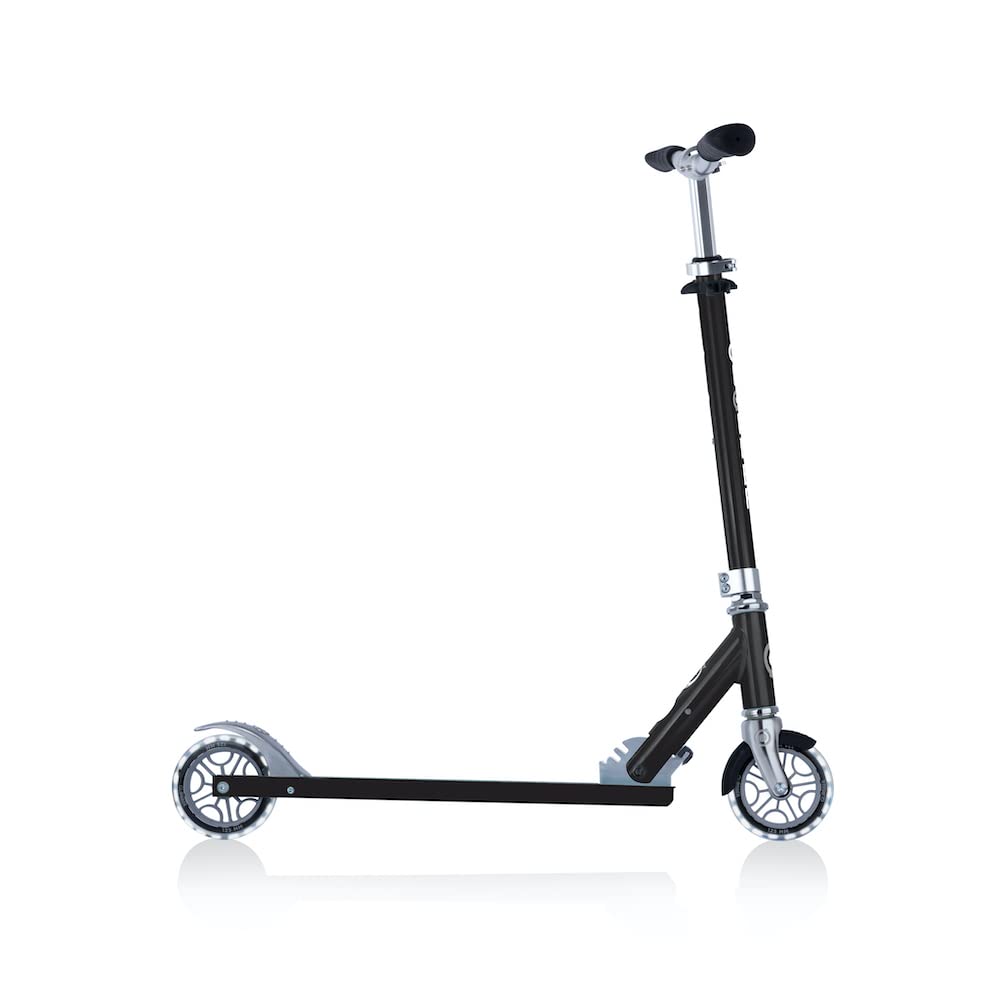 Globber - Flow Element Lights - Trottinette Pliable à 2 Roues avec lumière LED, Frein arrière et Guidon Ajustable, dès 5 Ans, pour Enfants et Ados - Bleu Aqua