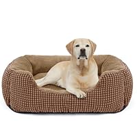 FURTIME Panier pour Chien Moyen Taille, Lit Chien Lavable Duveteux, Antidérapant Coussin Anti-anxiété pour Moyen Grande Chiens et Chats, 76x61x23cm