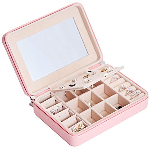 Preisvergleich Produktbild Shengluu Schmuckaufbewahrung Ausstellungsstand Frauen Schmuck-Organisator-Halter-Speicher-F... Display Rack (Farbe : Pink-with Mirror)