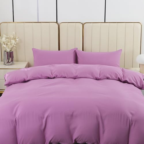 DECODEKO Juego Funda Nórdica 2 Piezas para Cama 105 - Funda Nordica 180x220cm, Almohada 50x75cm, Color Rosa Violeta, Microfibra Suave Transpirable
