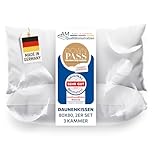 DormiGood Daunenkissen 80x80 - Made in Germany 3 Kammer Kopfkissen 80x80cm - Außenkammer aus 100% Daune - Federkissen 80 x 80 cm Allergiker geeignet - Kopfkissen Federn und Daunen Füllung 2er Set