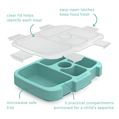 Bentgo® Kids Tray with Transparent Cover - Reusable, BPA-Free, 5-Compartment Meal Prep Container with Built-In Portion Control for Healthy, At-Home Meals & On-the-Go Lunches (Seafoam) - Image 4