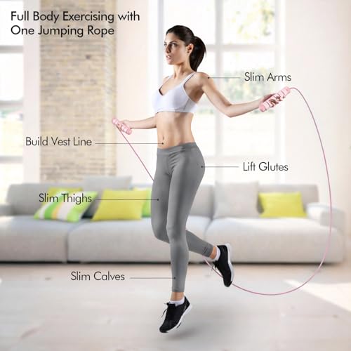 Image of Jump Rope, Tangle-Free Rapid Speed Jumping Rope Cable with Ball Bearings for Women, Men, and Kids, Adjustable Steel Jump Rope with Foam Handles for Home Gym Exercise Fitness Workout Equipment & Slim Body