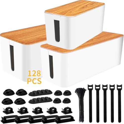 YUANYE Cable Management Box Cable Management Kit for Power Strip to Hide Wires,Cord Organizer...