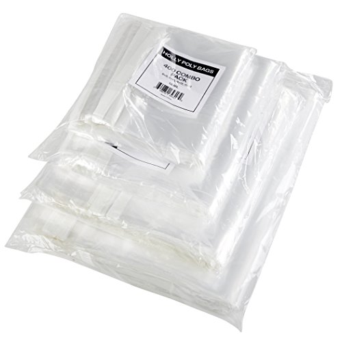 Holly Poly Bags - 400 Industrial Strong Clear Poly Bag Combo Set - 100 Bags Per Size - 6x9, 8x10, 9x12, 11x14 - Super Strong Seal with Suffocation Warning #1