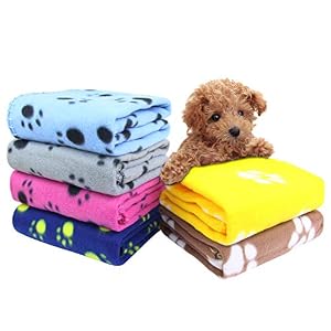 AK KYC 6 Pack Mixed Puppy Blanket Cushion Dog Cat Fleece Blankets Pet Sleep Mat Pad Bed Cover with Paw Print Kitten Soft Warm Blanket for Animals A