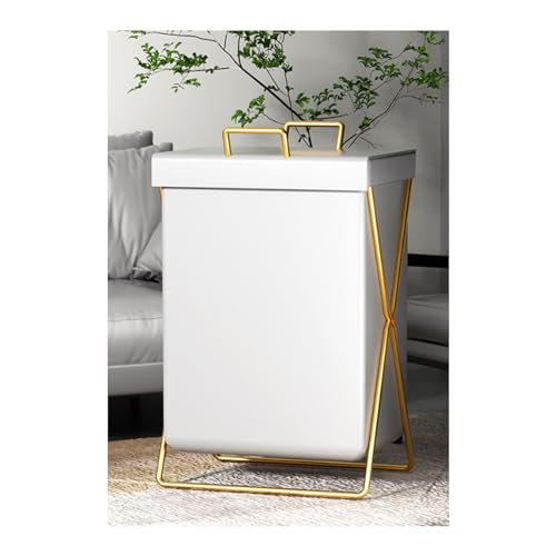 Panier à linge pliable haut de gamme en métal et cuir pour linge et jouets