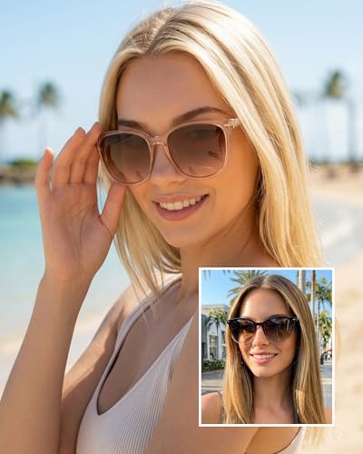 Image of 2 Packs Sunglasses for Women Polarized UV400 Protection Lens Big Frame Fashion Glasses Trendy Stylish Shade