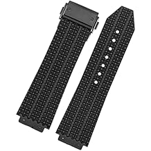 SKM Watch Band for HUBLOT Big Bang Silicone 25 * 19mm Waterproof Men Watch Strap Chain Watch Accessories Rubber Watch Bracelet Color Particlesblackblack, Size 25-19mm