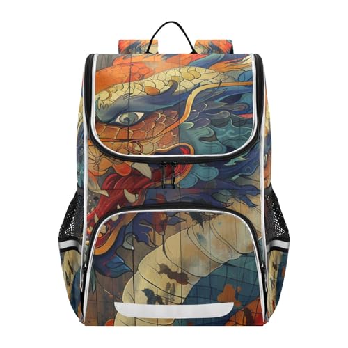 Mochila de dragón portátil y reflectante con compartimentos para niño y niña