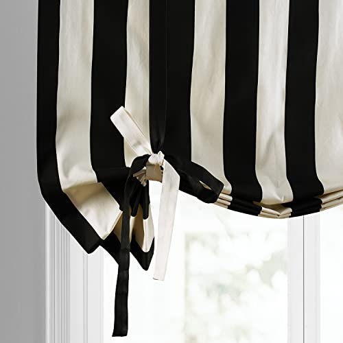 Image of HPD Half Price Drapes Room Darkening Tie Up Curtains 46 X 63 Inch Cabana Printed Cotton Window Roll Up Balloon Curtain for Living Room, Kitchen PRTW-TUD17-63 (1 Panel), Cabana Black