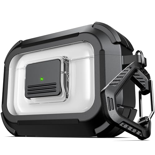 RFUNGUANGO Case Cover Compatible for AirPods Pro 3rd (2025), Generation with Cleaning Kit & Carabiner, Compatible with MagSafe, Magnetic Auto-Lock for AirPods Pro 3 Case, Black