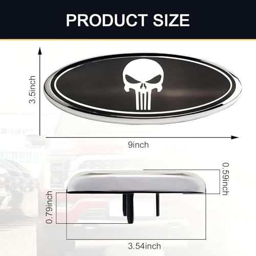 Image of 2 PCS Car Grille Hood Sticker, Front Grille Skull Badge, Car Tailgate Badge, Compatible with Ford F150 F250 (Black & White)