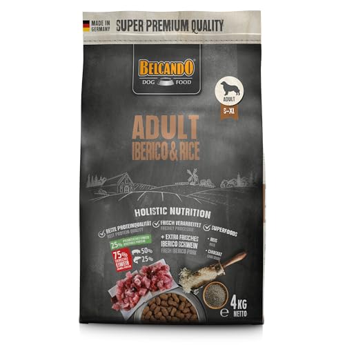 BELCANDO Adult Iberico & Rice [4 kg] Hundefutter | Trockenfutter für Hunde | Alleinfuttermittel für ausgewachsene Hunde Aller Rassen ab 1 Jahr