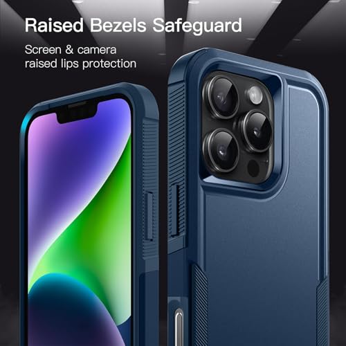 Image of KARWAN Shockproof Back Case Cover Compatible with iPhone 16 Pro Max, Heavy Duty Case with 360 Degree Camera Protection, Dual Layer Rugged Bumper Protection Cover with Matte Finish (Blue)