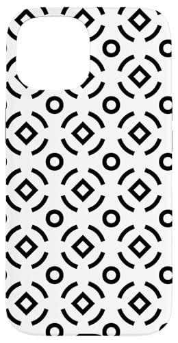 White Black Circle Lozenge Square Monochrome Pattern �X�}�z�P�[�X iPhone 15 �p