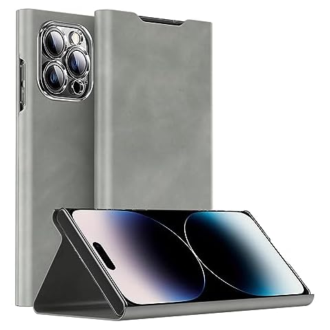 Gadget-Park Case for iPhone 15 Pro Max Wallet Case, for Men Women with Credit Card Holders, Flip Folio PU Leather Kickstand Shockproof Protective Cover 6.7 inch (Gray) Cover