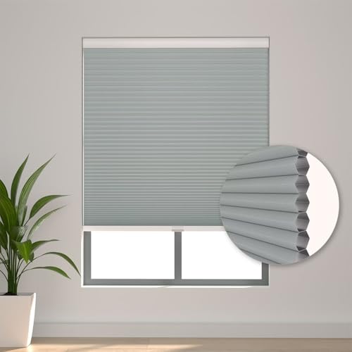 Changshade Cordless Cellular Shades, Blackout Room Darkening Black Out Honeycomb Blinds for Indoor Windows Bedroom, Pull Down Pleated Accordion Blind Easy Install, Shade Size 40" Wx64 H, Gray by Changshade - Image 6