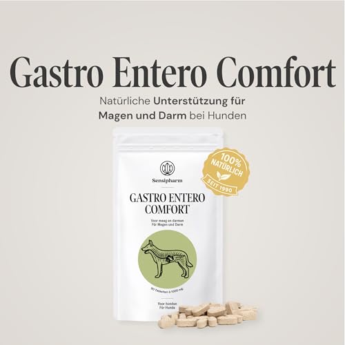 Gastro Entero Comfort Hund – Durchfall Hund, Erbrechen & Magen-Darm-Probleme – pflanzliches Nahrungsergänzungsmittel für Verdauung & Darmflora – 90 Tabletten à 1000 mg – Sensipharm