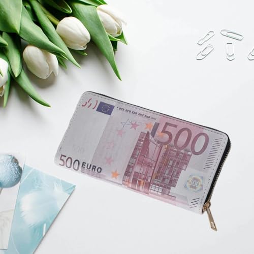 Cute Cash Coin Pocket Funny Money Printed Leather Wallet Credit Card Holder with Zipper Coin Purse for Women Men2