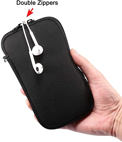 Image of Neoprene Cell Phone Sleeve Pouch Case for iPhone 17, 17 Pro, 16 16e, 16 Pro, 15, 15 Pro, 14, 14 Pro, 13 12 Pro 11, Samsung Galaxy S25 S24 S23 S22 S21 S20 A10e, Pixel 9a 8a (Black-M)