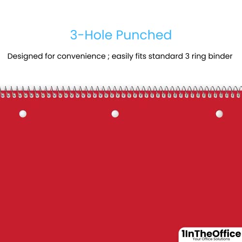 1Intheoffice College Ruled Spiral Notebook 8X11, Spiral Notebook, 1-Subject Notebooks, Wirebound Spiral Notebooks, Assorted Colors, 70 Sheets (6 Pack) #TOP3