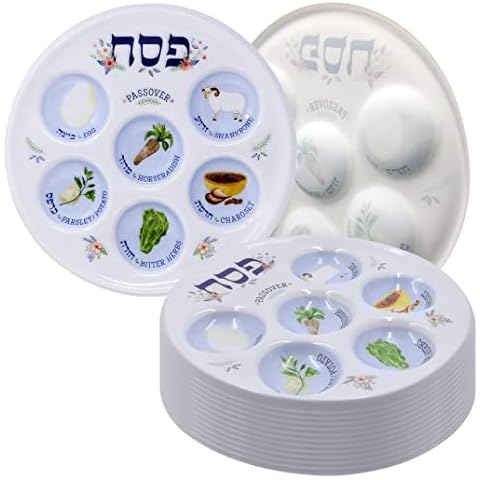 The Dreidel Company Passover Seder Plate Deluxe Quality Plastic 10" Disposable Plates Cover