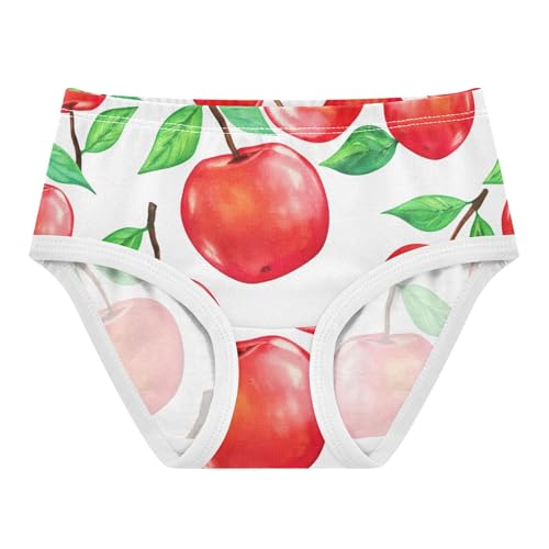 Cotton Girls Underwear Toddler Watercolor Red Apples White Cute Panties Girl Pattern Briefs Girls Undies 2t