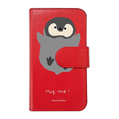 【moimoikka】 iPhone17 Pro Max アイフォン17プロマックス 対応 手帳型 スマホ ケース hug me ペンギン(大) アニマル 動物 キャラクター おしゃれ かわいい (カバー色レッド) ダイアリータイプ 横開き カード収納 フ