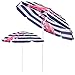 Produktbild SPRINGOS Sonnenschirm Strandschirm Durchmesser 160 cm Kippfunktion Flamingo Gestreift Klappbar inkl. Schutzhülle Höhenverstellbar Sonnenschutz für Balkon