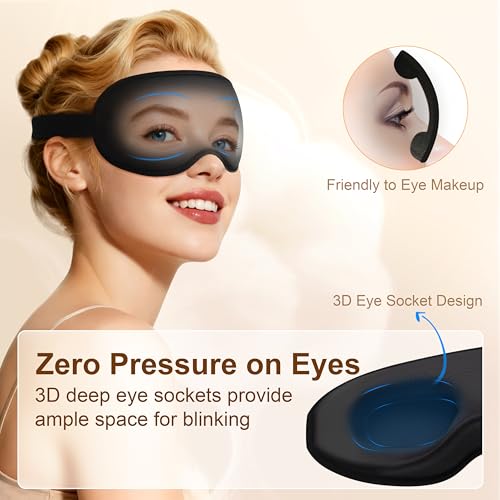 Gritin Schlafmaske für Seitenschläfer Damen & Herren, 3D Upgrade Bequem Schlafbrille mit Verstellbar Gummiband, Hautfreundlich Lichtblockierend, Ergonomische Augenmaske für Schlaf, Reisen, Flug usw.