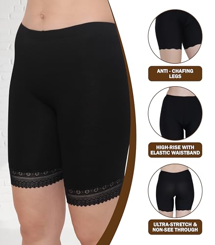 Image of GLAMORAS Women's Bamboo Spandex High Waist 4-Way Stretch Shorts | 95% bamboo 5% spandex, 4-way stretch, concealed waistband, breathable, anti-chafing, everyday comfort