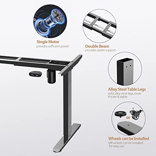 AIMEZO Electric Standing Desk Frame Height Adjustable Sit Stand Table Frame, 2-Stage Heavy Duty Steel Desk Legs with Up Down Control Panel (Frame Only, Grey)