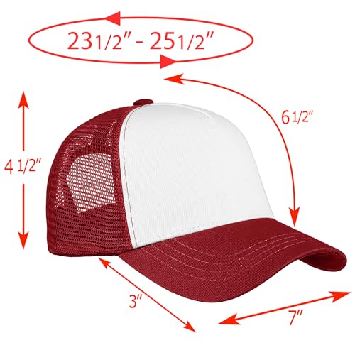Image of Falari 5-Panel Mesh Baseball Cap, Trucker Hat, Structured Plain Design, Cotton, Adjustable Size