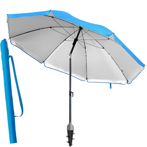 4smile Sonnenschirm für Strand und Balkon Ø 180 cm, Blau - UPF 50+ Balkonschirm SunnyJoy, Strandschirm windfest stabil - Zuverlässiger Sonnenschutz Strand, Sonnenschirm mit Schutzhülle