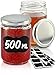 12 Barattoli di Vetro per Conserve 500 ml - Con Etichette e Pennarello - Ermetici - Lavabili in Lavastoviglie - Ideali da Regalare