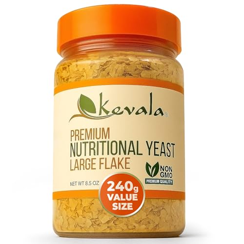 Kevala Nutritional Yeast - Fortified Yeast with Large Flakes, Parmesan Cheese Substitute for Your Kitchen, Nutritious Seasoning with Cheesy Flavor for Cooking at Home, Source of Vegan Protein, 8.5 oz