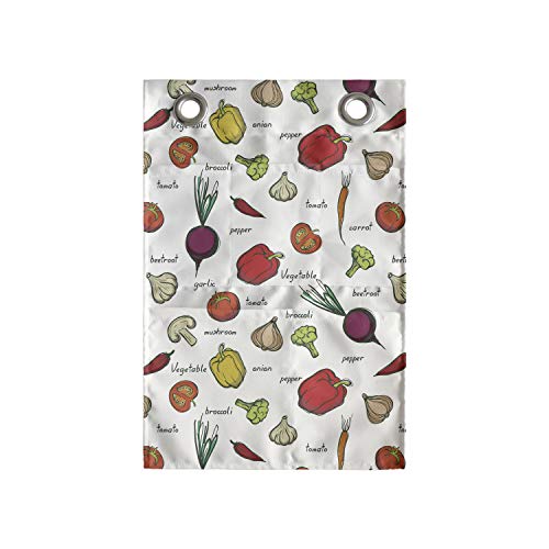 Ambesonne Vegetable Hanging Pocket Organizer, Veggies Drawing Broccoli Pepper Beetroot