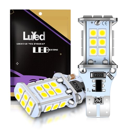 LUYED 921 912 LED Bulb Xenon White for Backup Reverse Lights 3100 Lumens 300% Brightness T15 906 W16W LED Bulbs Non-polarity Canbus Error Free,Pack of 2