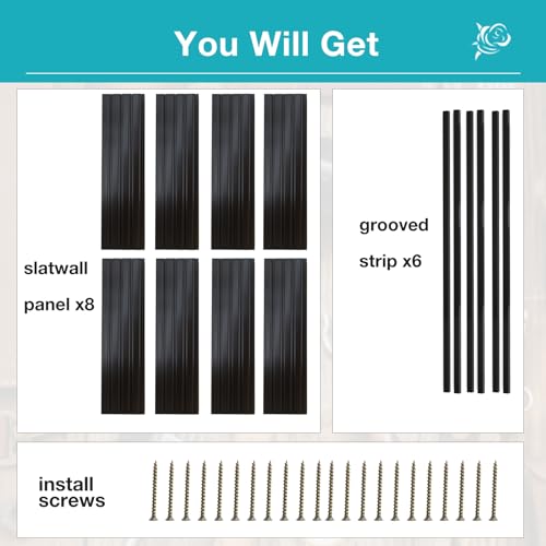 NeatiEase Slatwall Panel Wall Storage Systems, 4 x 8ft Slat Wall Paneling Garage Wall Organizer, Heavy Duty Wall Mounted PVC Wall Rack (Black) by NeatiEase - Image 3