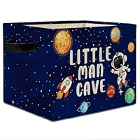 Elefeltclave Little Man Cave Space Storage Bins for Boys, Space Galaxy Planets Rocket Astronaut Collapsible Storage Basket Organizer for Kids Room Nursery Clothes Toys Books, Toybox for Boys