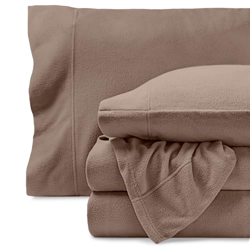 Image of Bare Home Super Soft Fleece Sheet Set (Queen, Taupe) | Extra Plush Polar Fleece, No-Pilling Bed Sheets, All-Season, Cozy Warmth, Deep Pockets 6 to 15 Inches