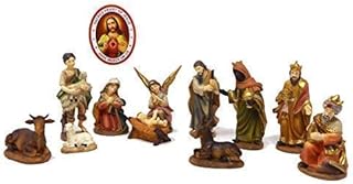 Rosary Heaven Quality Nativity set figurines Holy family Kings Angel Shepherd 11cm ornaments + window sticker
