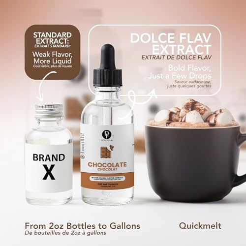 Image of Dolce Flav Natural Chocolate Extract - Kosher & Sugar-Free - Rich & Decadent Cocoa Flavoring for Baking, Coffee, Protein Shakes, Ice Cream, Desserts & More - Highly Concentrated - 2 oz