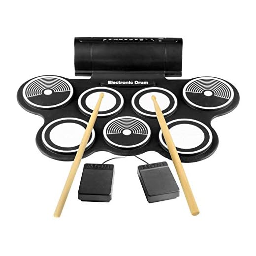 Pyle Electronic Roll Up MIDI Drum Kit W/ 9 Electric Drum Pads, Foot Pedals, Drumsticks, & Power Supply | Quick Setup | Tabletop Roll Up Drum Kit | Pre-Loaded W/ Drum Electric Kits & Songs (PTEDRL14)