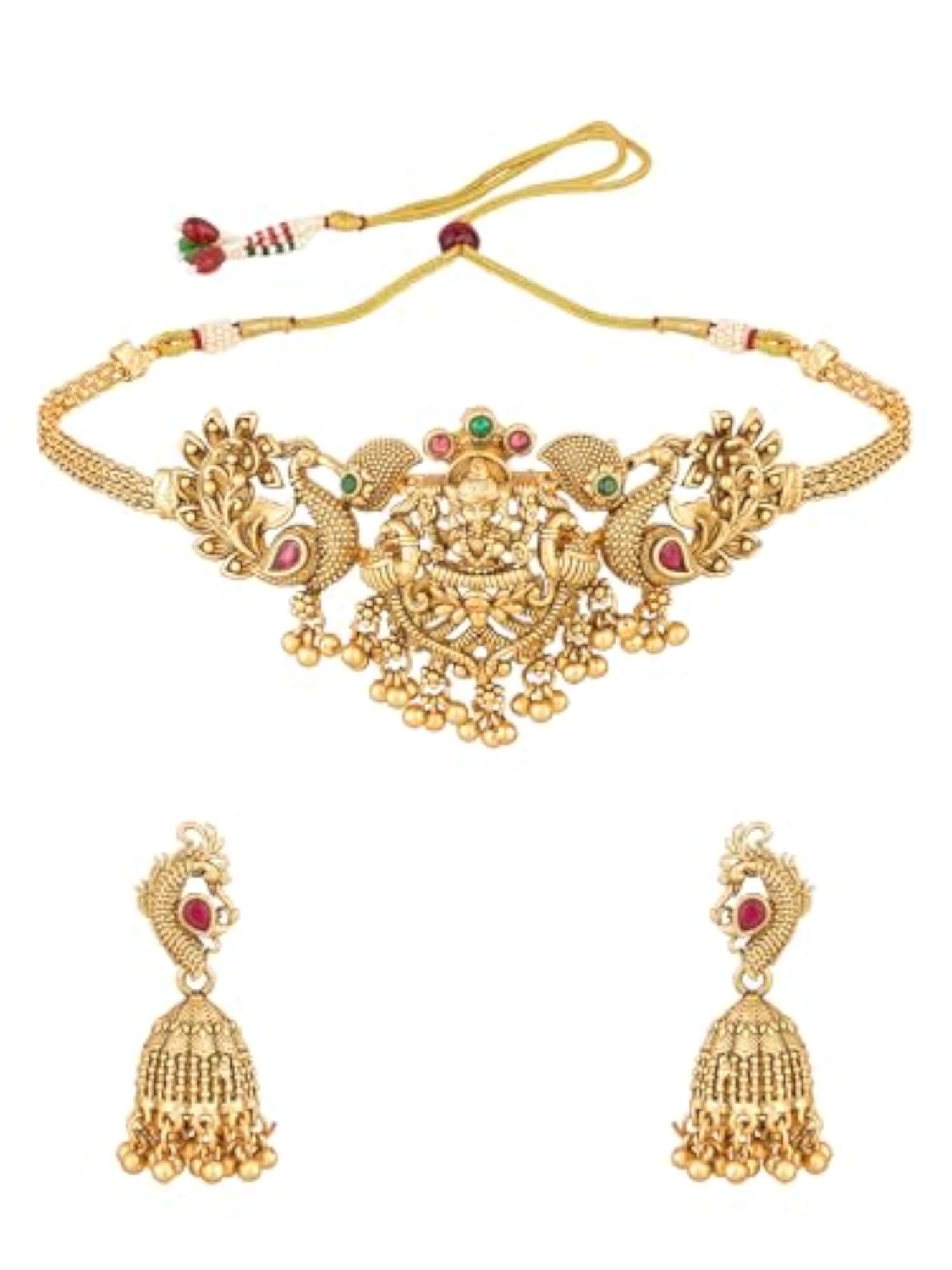 Women's Exquisite Temple Choker Necklace Set, Traditional Style
