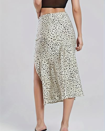 CORIRESHA Women's Summer Leopard Print Side Split Ruched High Waisted Midi Skirt2