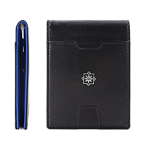 Luxuriate Mens Slim Wallet With Money Clip Rfid Blocking Bifold Credit Card Holder For Men With Gift Box (Black/Blue) #TOP18
