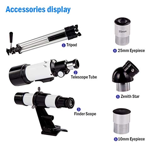 Telescopio refractor YXCKG con trípode ajustable y 2 oculares miniatura 5